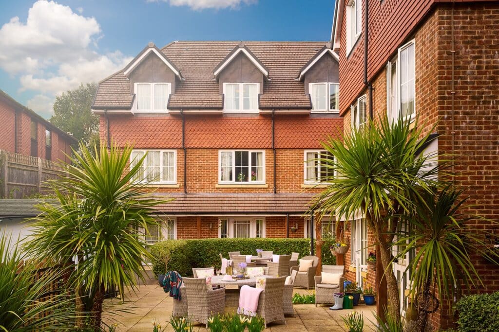 Traditional British townhouse with garden patio area.