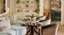 Cozy tea room with elegant decor and seating.