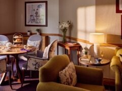 Cosy living room with afternoon tea setup