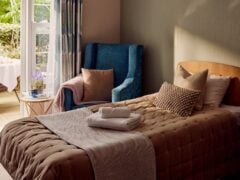 Cosy bedroom with a garden view.