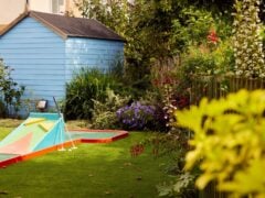 Mini golf course in a colourful garden
