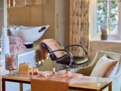 Cosy salon with chair, table, and window view